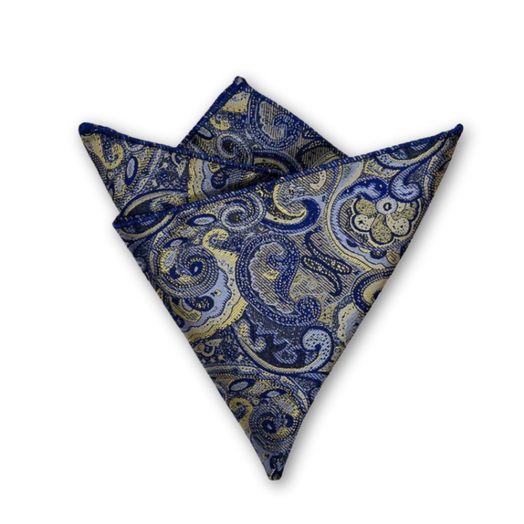 Navy Paisley Classic Pocket Square