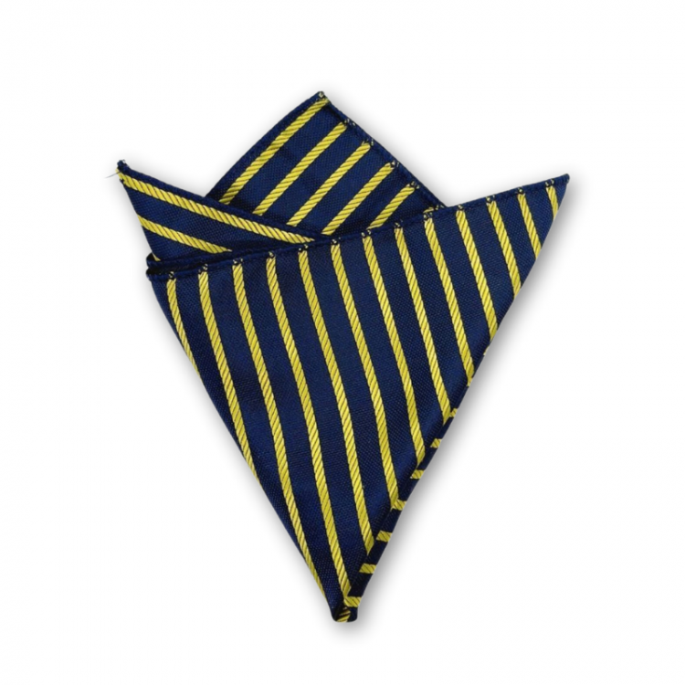 Navy Yellow Stripe Pocket Square