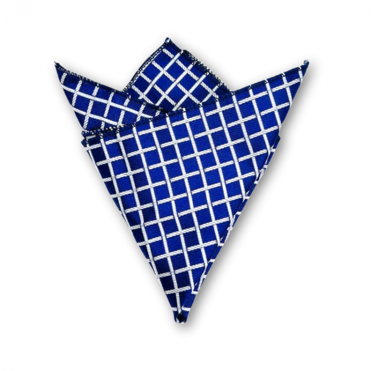 Royal Blue Grid Pocket Square
